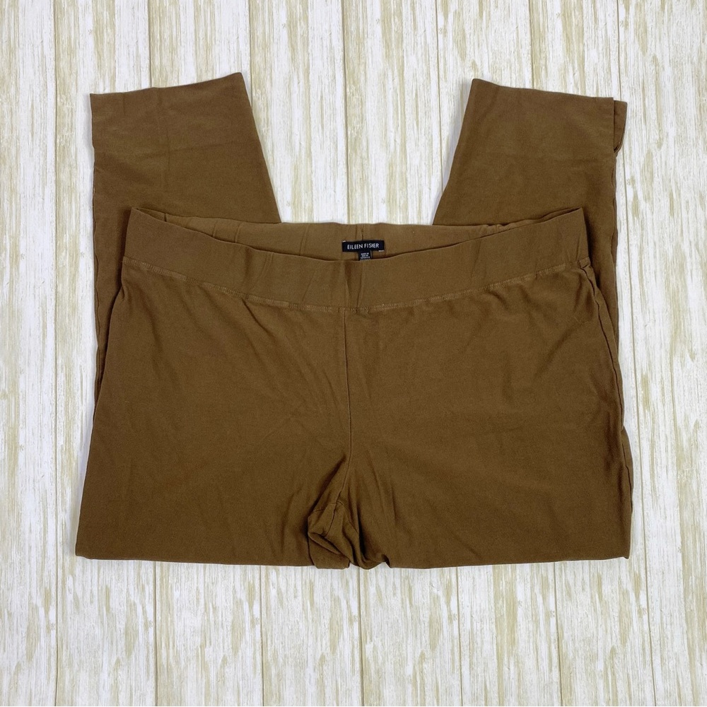 Eileen Fisher Brown Cropped Viscose Blend Pull On Pants